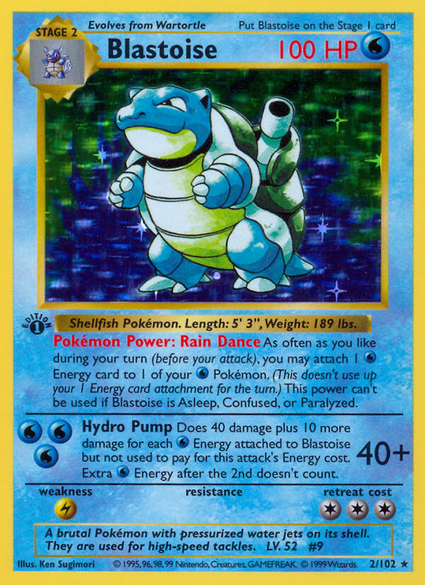 Original Base Set Blastoise Pokémon card
